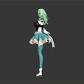 Anime Character With Green Hair And Butterfly Inspired Costume And Wing Details