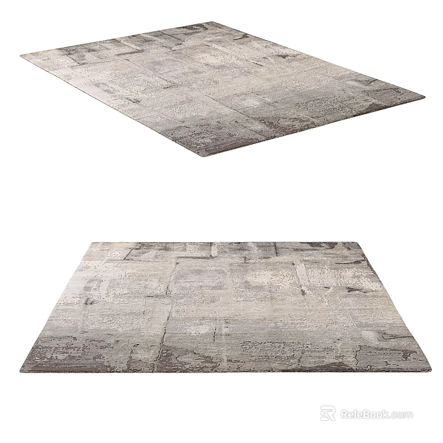 Modern Square Rug With Gray Textured Pattern For Living Room Decor 3d model 