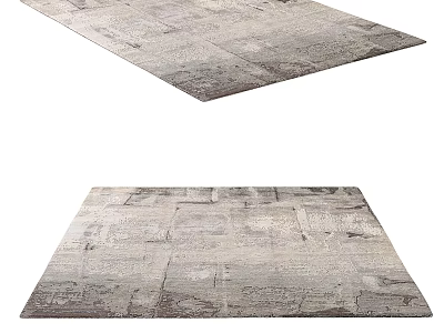 Modern Square Rug With Gray Textured Pattern For Living Room Decor 3d model