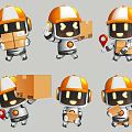 Modern 2D pet animal image robot cute cat dog robot silhouette 3d model