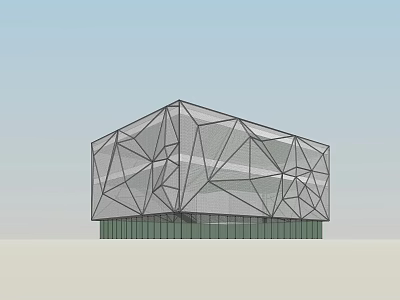 Modern Geometric Museum Building With Steel Frame Glass Facade And Unique Structure 3d model