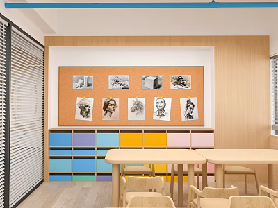 Children's Painting and Calligraphy Room Classroom Preschool Classroom 3d model