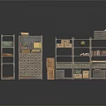 Various Storage Furniture Units With Metal Shelves Drawer Cabinets And Wooden Boxes