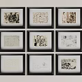 Artistic Abstract Paintings Collection Framed In Black Frames For Wall 3d model