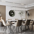 Fashion restaurant dining table and chair combination 3d model