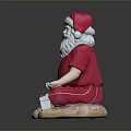 Meditating Santa Claus Character In Red Outfit With Green Gift Box On Base