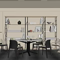 Modern Dining Table and Chair Combination Dining Table and Chair Cabinet Chandelier 3d model