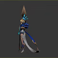 Elegant Elven Archer With Ornate Blue Bow And Mythical Creature