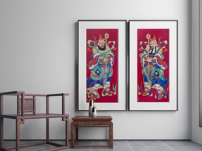 Chinese Figure Painting Decorative Painting Zen Chair Ornaments model