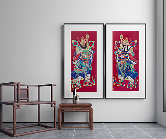 Chinese Figure Painting Decorative Painting Zen Chair Ornaments 3d model