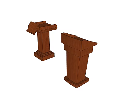 Wooden Functional Desk With Sturdy Design And Classic Style For Presentations 3d model