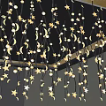 Golden Star and Moon Shaped Decorative Lights Hanging from Ceiling for Interior Decoration