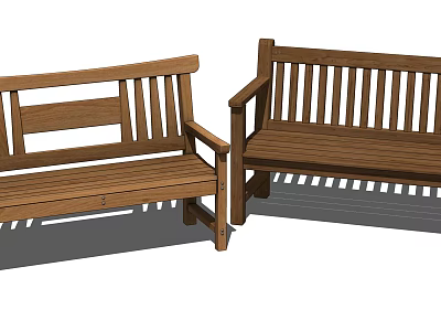 Wooden Outdoor Chairs with Armrests and Slatted Backrest for Garden Patio Seating 3d model