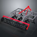 Farm Tillage Equipment With Metal Frame Red Components And Black Blades For Soil Cultivation