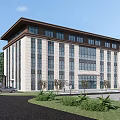Modern Office Building With Light Colored Facade Landscaped Garden And Spacious Entrance