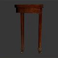 Classic Red Half Moon Wooden Table With Curved Top And Carved Legs
