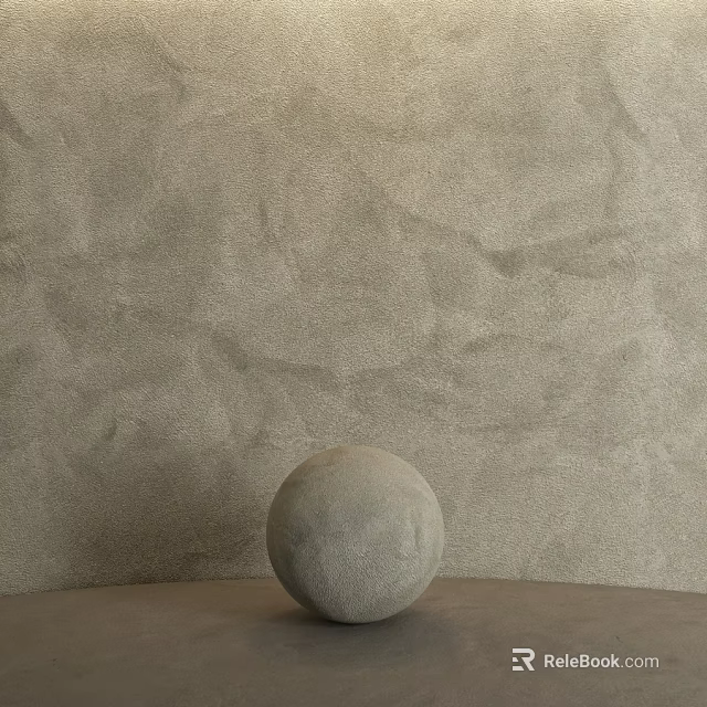Concrete Sphere Decorative Component With Rough Surface On Gray Wall 3d model 