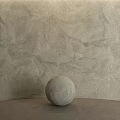 Concrete Sphere Decorative Component With Rough Surface On Gray Wall