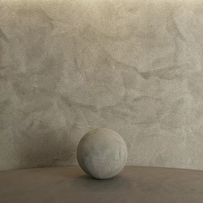 Concrete Sphere Decorative Component With Rough Surface On Gray Wall 3d model