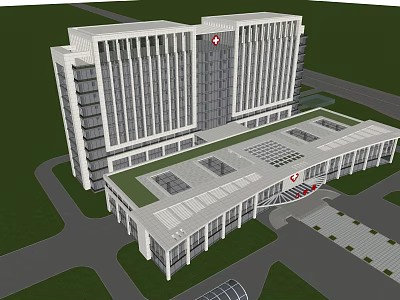 Modern Hospital Building Exterior Design With Medical Facility Architectural Structure 3d model