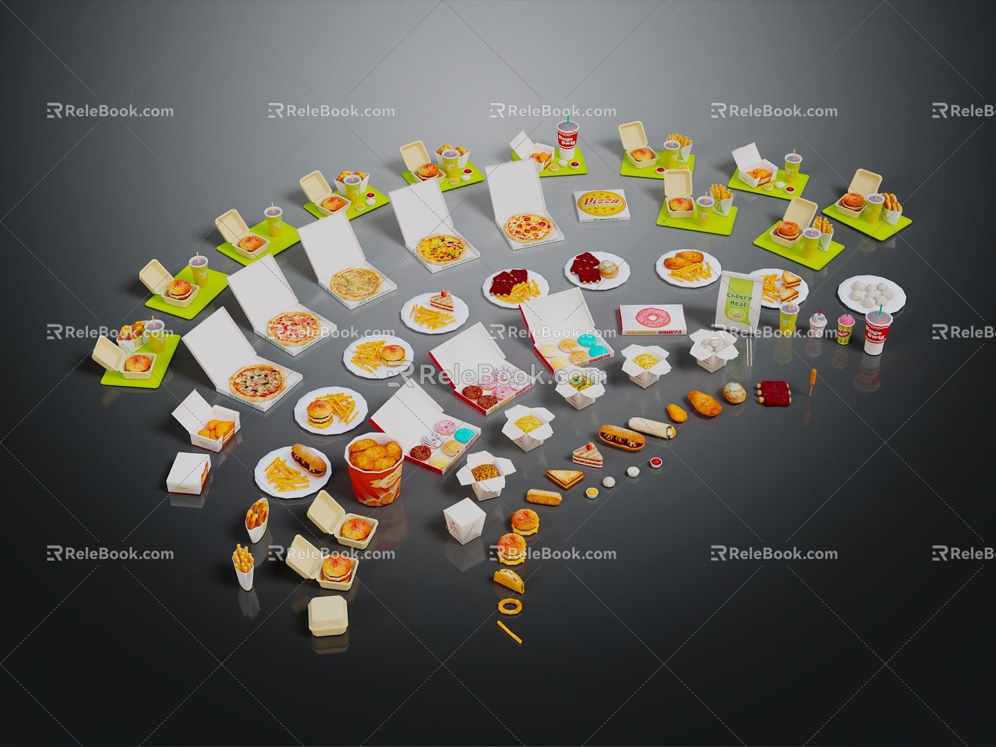 Modern Food Burger Chicken Burger Vegetable Burger Fast Food 3d model