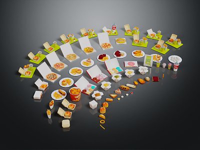 Modern Food Burger Chicken Burger Vegetable Burger Fast Food model