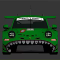 Green Race Car With Tooth Design Number 80 And Rear Wing Features