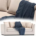 Cozy Beige Sectional Sofa Interior With Blue Throw Blanket And Beige Cushions