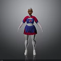 Child Cheerleader Costume With Red Blue White Dress Long Sleeves And Skirt