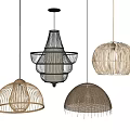 Modern Woven Rattan Pendant Lights with Dome Shaped and Layered Designs for Minimalist Interior Decoration