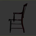 Classic Wooden Armchair With Carved Backrest And Orange Woven Seat Design