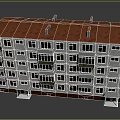 Multi Story School Building with Red Roof White Exterior Walls Windows and Balconies