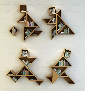 Modern Wall Cabinet Figure Bookshelf Wall Decorations Combination 3d model