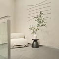 Minimalist Storefront Facade Design With White Wall Staircase Entrance Signboard And Side Plant