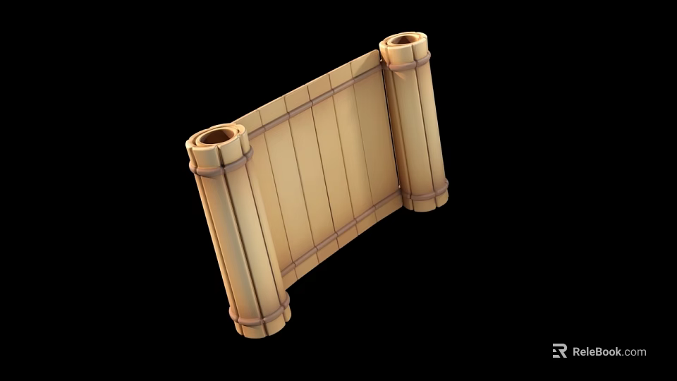 Elegant Wooden Bookcase With Scroll Design And Decorative Wooden Panels 3d model 