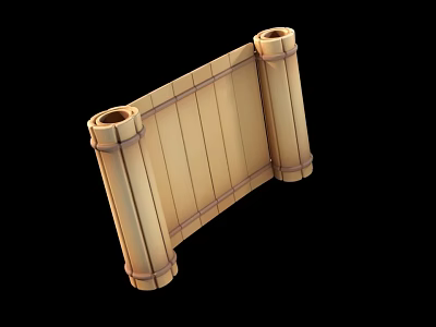 Elegant Wooden Bookcase With Scroll Design And Decorative Wooden Panels 3d model