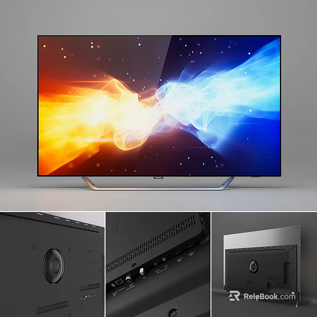 Modern LED TV With Colorful Dynamic Display Sleek Silver Base Built in Speakers And HDMI Ports 3d model 