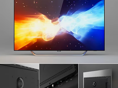 Modern LED TV With Colorful Dynamic Display Sleek Silver Base Built in Speakers And HDMI Ports 3d model