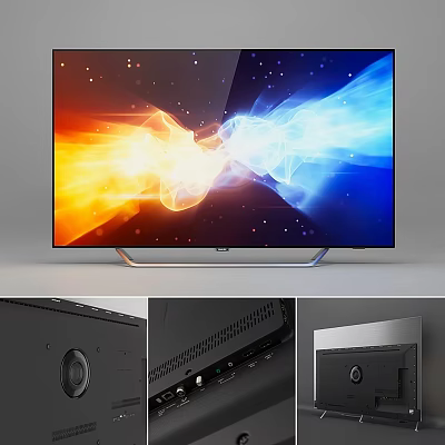 Modern LED TV With Colorful Dynamic Display Sleek Silver Base Built in Speakers And HDMI Ports 3d model