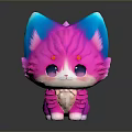 Cute Pink And Blue Cartoon Cat Plush Toy With Big Eyes And Soft Texture