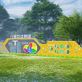 Modern children's interactive multi-functional landscape wall 3d model