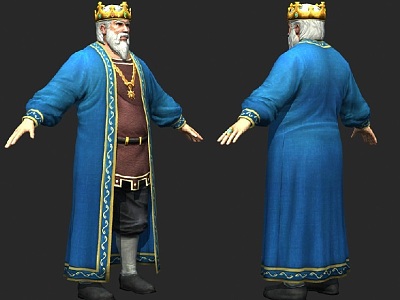 Four European Medieval Kings Bishop Emperor 3d model