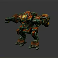 Colorful Mechanical Robot Character With Red Green Orange Armor Mechanical Arms And Legs