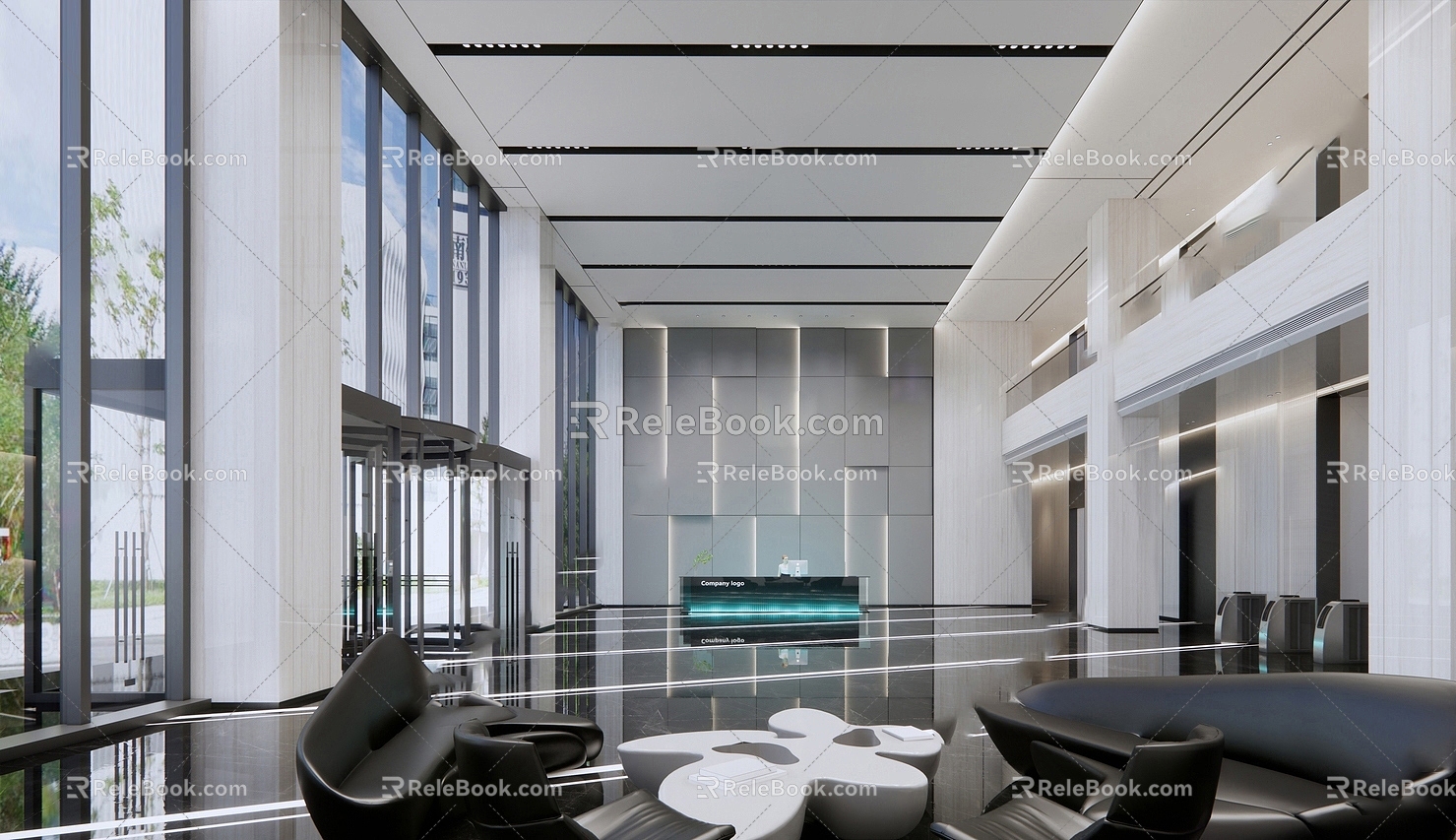 Modern Office Lobby Reception 3d model