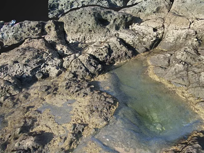 Natural Stone Rock Surface With Rough Texture And Clear Water Puddle Details 3d model