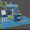 Interactive Zone Design For Olympic Marketing Event With Palm Tree Decorations And Information Board