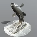 Game and Movie Character Metal Fish Statue In Leaping Pose With Square Textured Base
