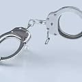 Silver Metal Handcuffs With Double Rings Connected By Chain And Polished Lock Mechanism