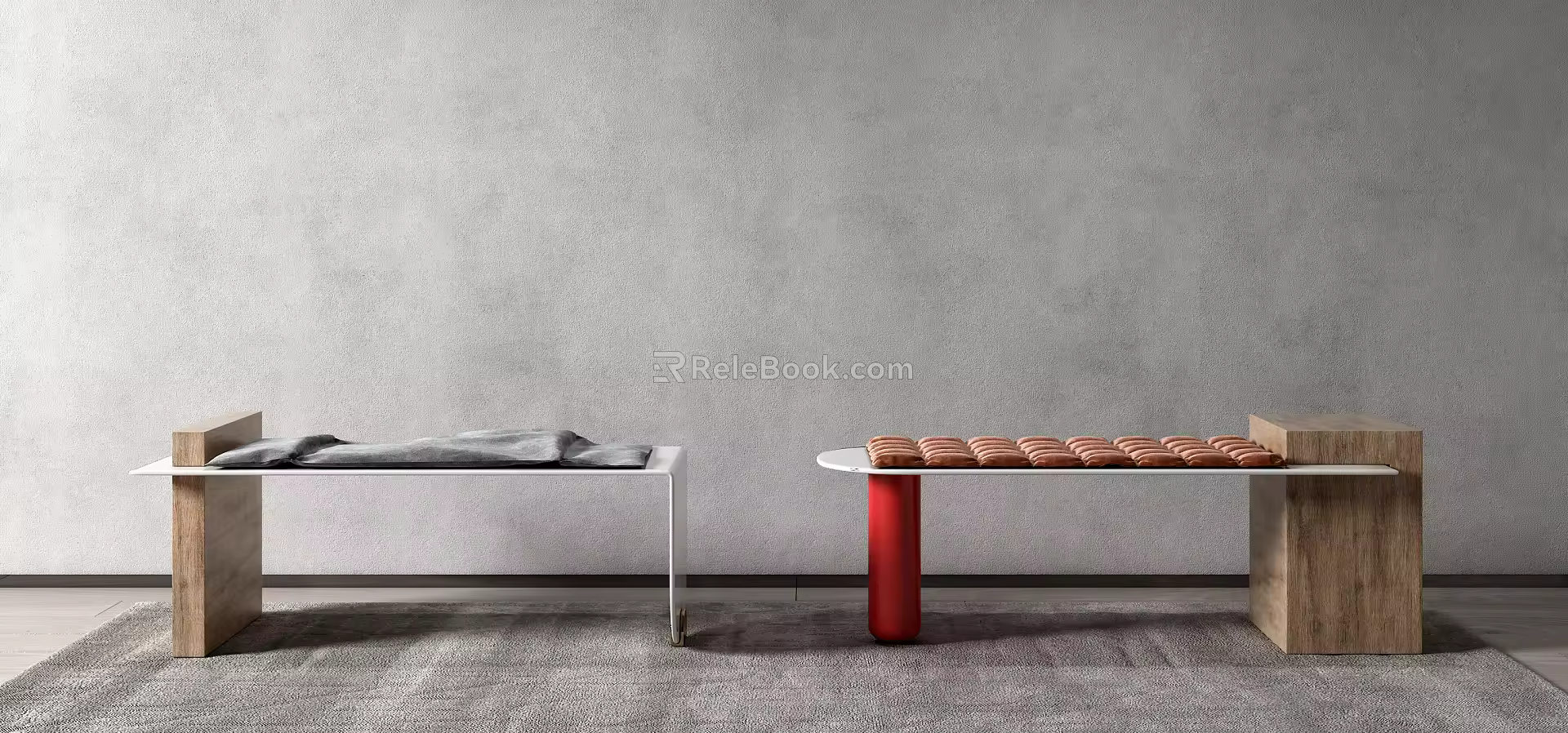 Modern stool bed end stool combination 3d model