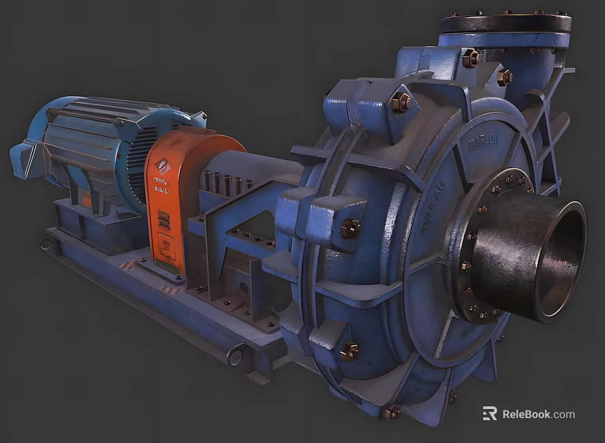 Heavy Duty Industrial Centrifugal Pump With Electric Motor And Metal Body 3d model 